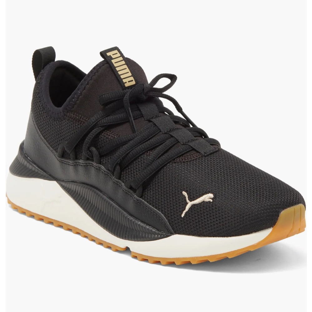 New Puma Pacer Future Web Knit Sneaker Women Black Gold 7 comfort jogger shoe